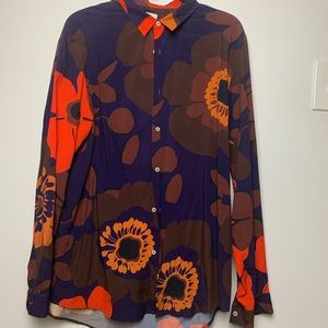 zara mens flowly large floral print dress shirt